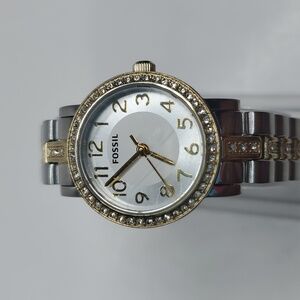 Fossil Watch BQ1429 Two Tone Gold Silver Steel Bling Wristband